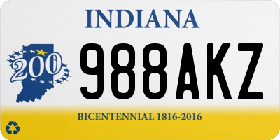 IN license plate 988AKZ