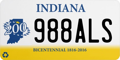 IN license plate 988ALS