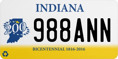 IN license plate 988ANN