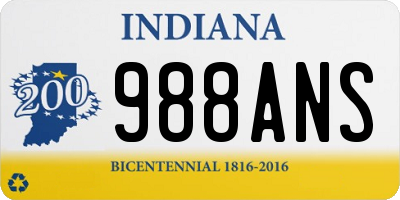 IN license plate 988ANS