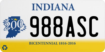 IN license plate 988ASC