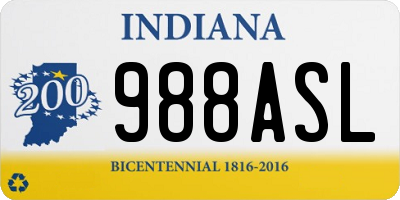 IN license plate 988ASL