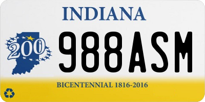 IN license plate 988ASM