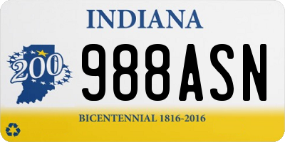 IN license plate 988ASN