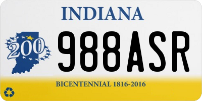 IN license plate 988ASR