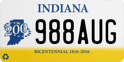 IN license plate 988AUG