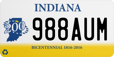 IN license plate 988AUM