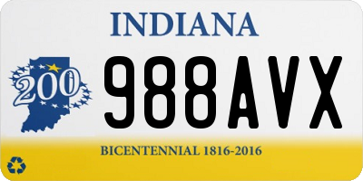 IN license plate 988AVX