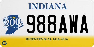 IN license plate 988AWA