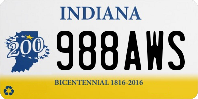 IN license plate 988AWS