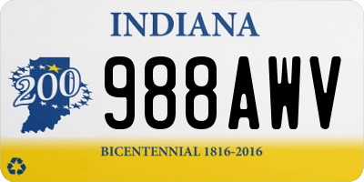 IN license plate 988AWV