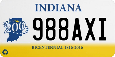 IN license plate 988AXI