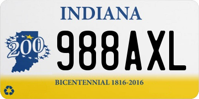 IN license plate 988AXL