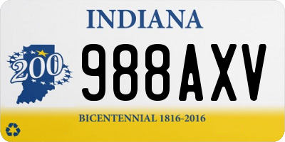 IN license plate 988AXV