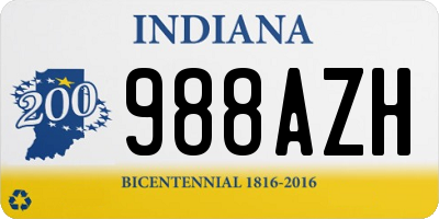 IN license plate 988AZH