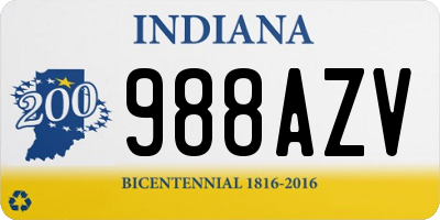 IN license plate 988AZV