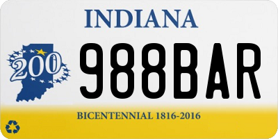 IN license plate 988BAR