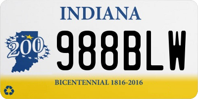 IN license plate 988BLW