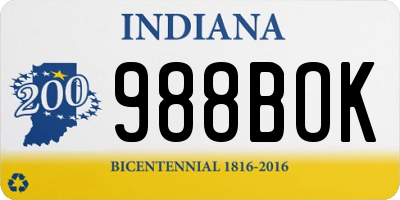 IN license plate 988BOK