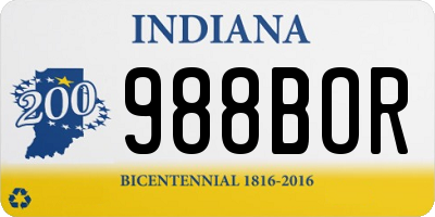 IN license plate 988BOR
