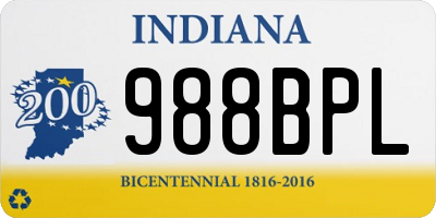 IN license plate 988BPL