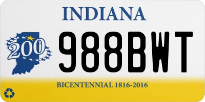 IN license plate 988BWT