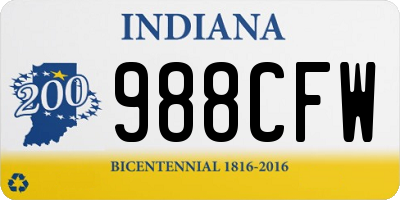 IN license plate 988CFW