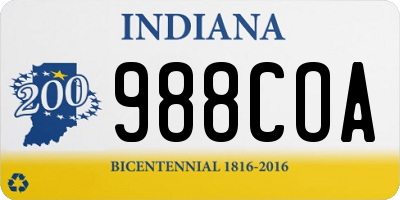 IN license plate 988COA