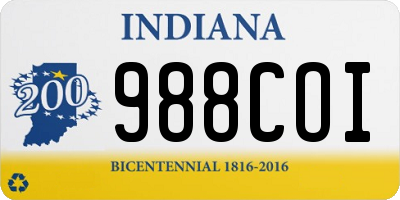 IN license plate 988COI