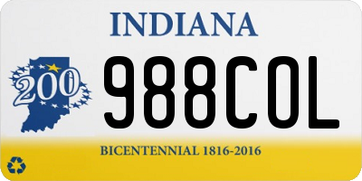 IN license plate 988COL