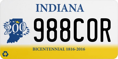 IN license plate 988COR