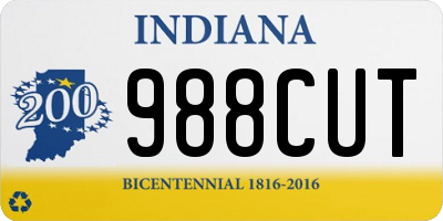 IN license plate 988CUT