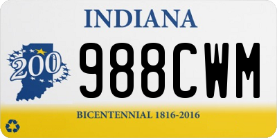 IN license plate 988CWM