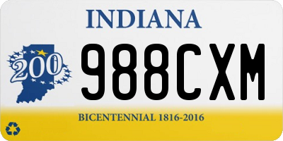 IN license plate 988CXM