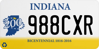 IN license plate 988CXR