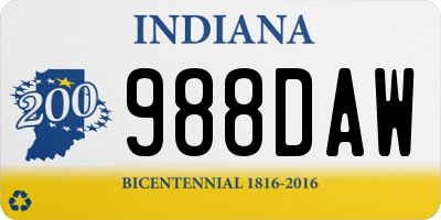 IN license plate 988DAW