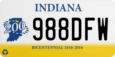 IN license plate 988DFW