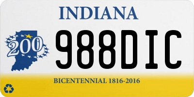 IN license plate 988DIC