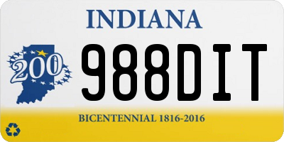 IN license plate 988DIT