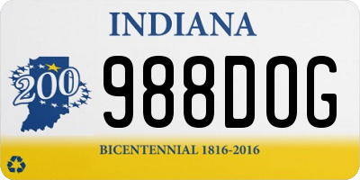 IN license plate 988DOG