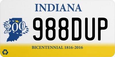 IN license plate 988DUP