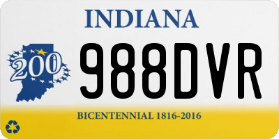 IN license plate 988DVR