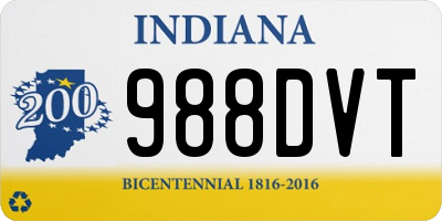 IN license plate 988DVT