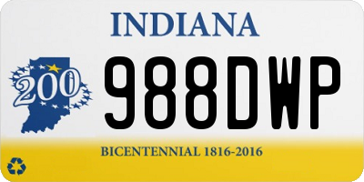 IN license plate 988DWP