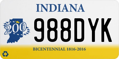 IN license plate 988DYK