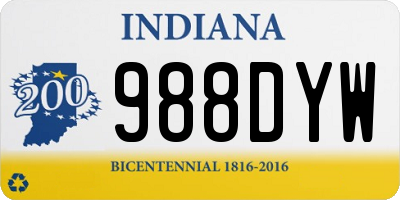 IN license plate 988DYW