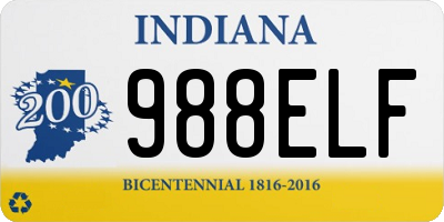 IN license plate 988ELF