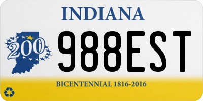 IN license plate 988EST