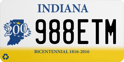 IN license plate 988ETM