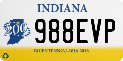 IN license plate 988EVP
